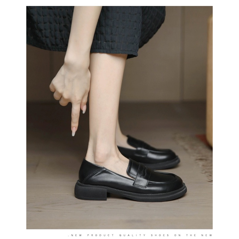Giày Moca Loafer Nữ Giày Màu Kem Đen Có Sẵn Fullbox QCCC