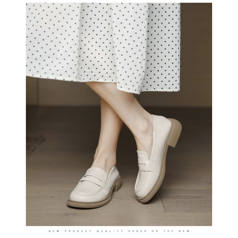 Giày Moca Loafer Nữ Giày Màu Kem Đen Có Sẵn Fullbox QCCC