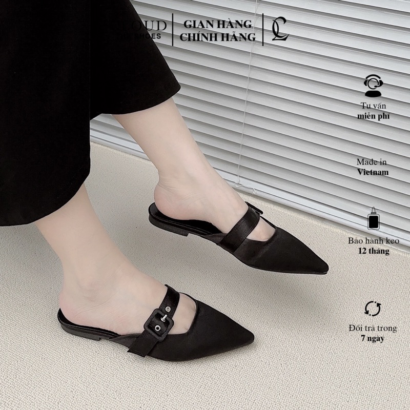 Giày bệt nữ CL bít mũi nhọn quai ngang có khoá