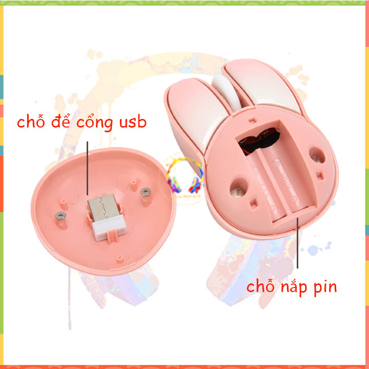 Chuột không dây hình tai thỏ dễ thương M6 tặng kèm pin_hàng chính hãng