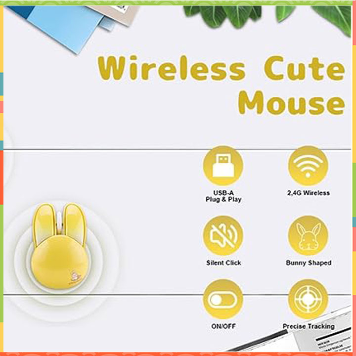 Chuột không dây hình tai thỏ dễ thương M6 tặng kèm pin_hàng chính hãng