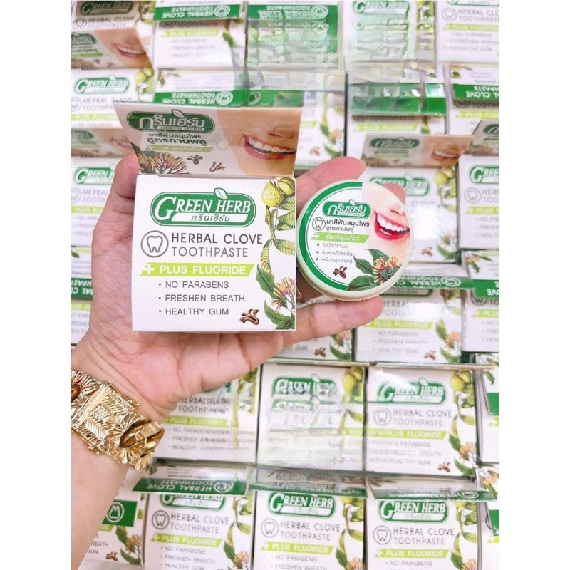 Combo Bột Trắng Răng Green Herb 25g + Bàn Chải Đánh Răng Thái Lan