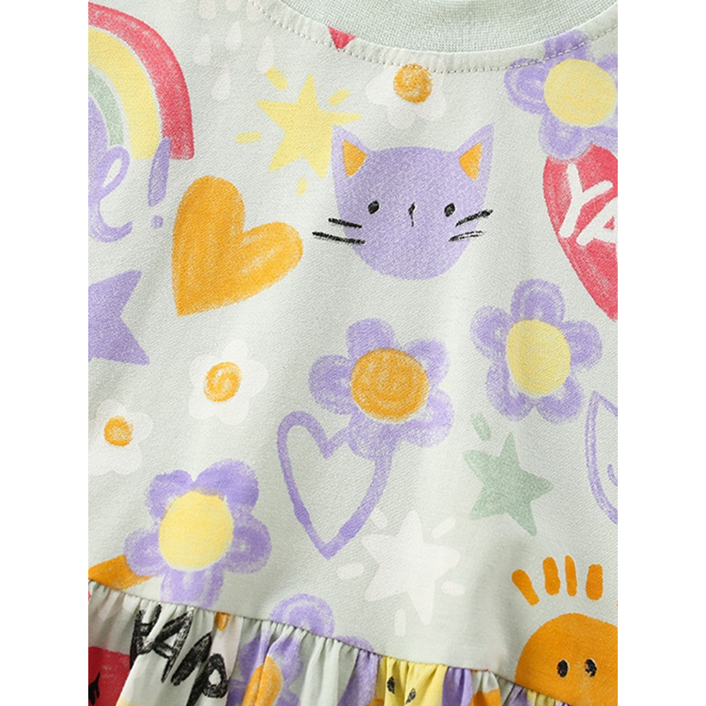 Váy cotton xanh hoạ tiết Malwee thời trang trẻ em từ 2-7 tuổi MW7727