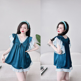Đồ ngủ nữ bộ lụa mặc nhà dễ thương chất lụa cao cấp thoáng mát.