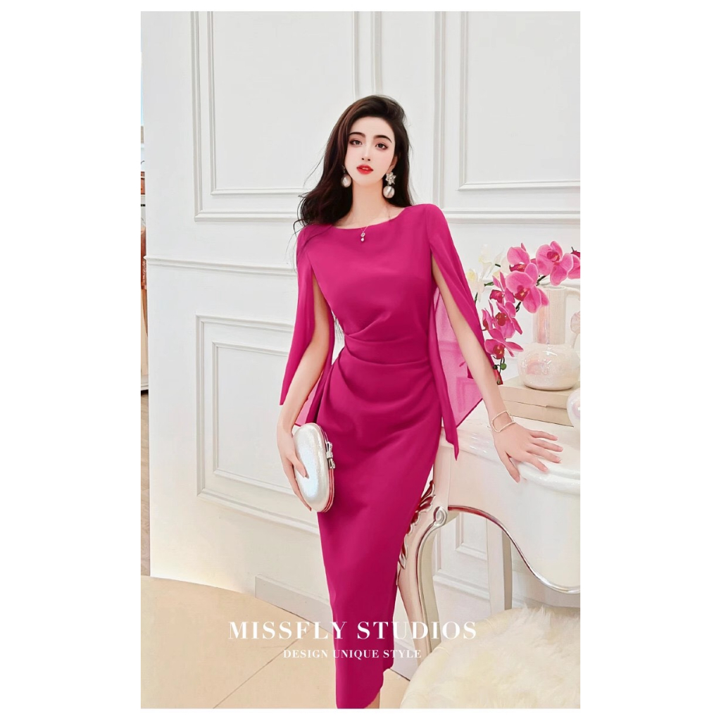 Đầm body dự tiệc thời trang tay lỡ cao cấp - Váy body sang chảnh