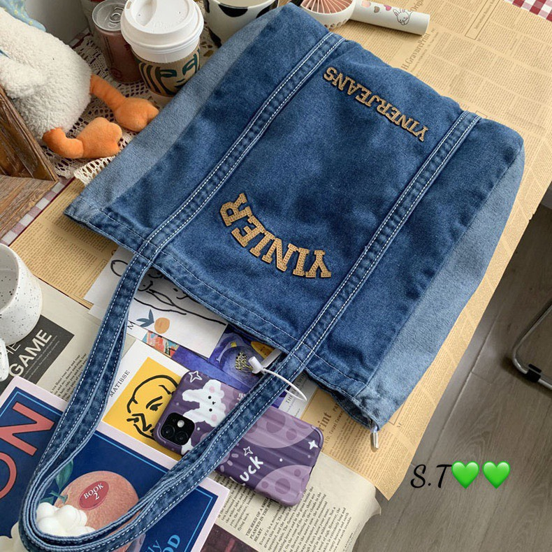 Túi Xách Đeo Vai Bằng Vải Bạt Denim Hàng Mới 2023 Dành Cho Mẹ Và Bé