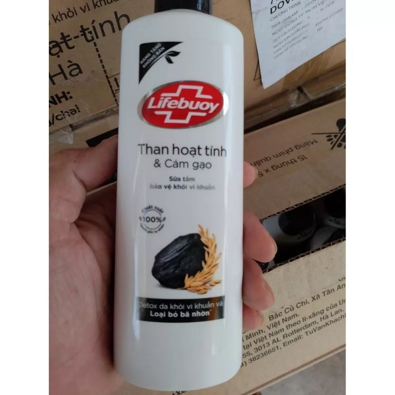 Sữa Tắm Lifebuoy Detox Than Hoạt Tính & Cám Gạo Chai 200ml