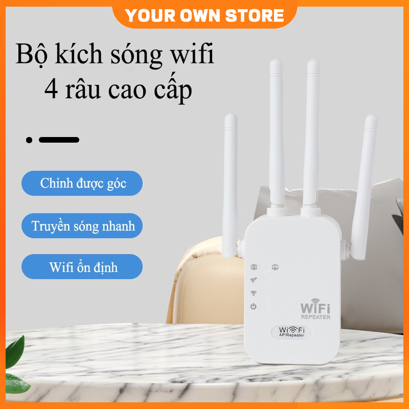 Bộ kích sóng wifi 4 râu tốc độ 300mbps/1200mbps phát xuyên tường kết nối xa sóng mạnh