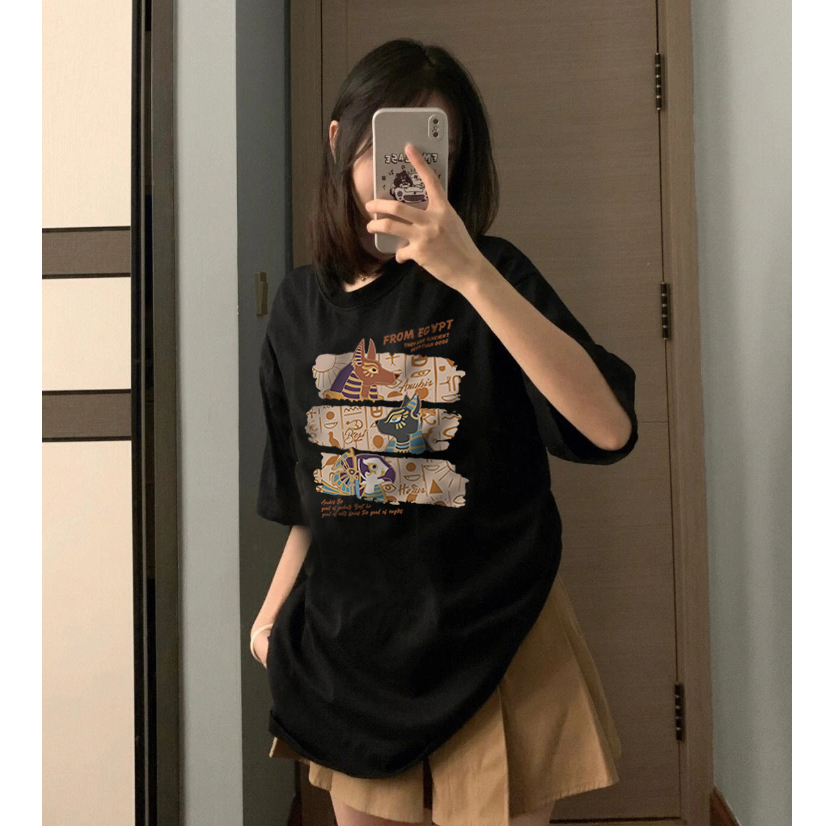 FOCUS local brand vintage Đen áo phông nữ đẹp bigsize unisex basic tay lỡ 100%cotton