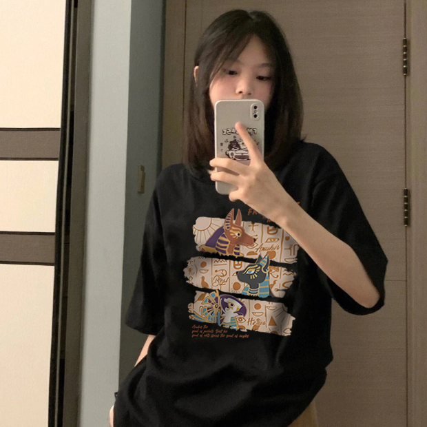 FOCUS local brand vintage Đen áo phông nữ đẹp bigsize unisex basic tay lỡ 100%cotton