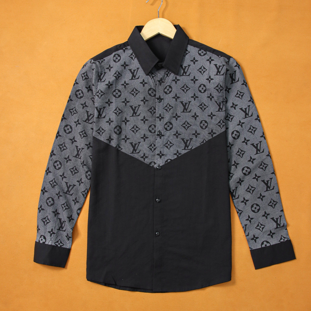 Áo sơ mi nam dài tay in chữ vl chát đũi cao cấp thoáng mát mẫu mới