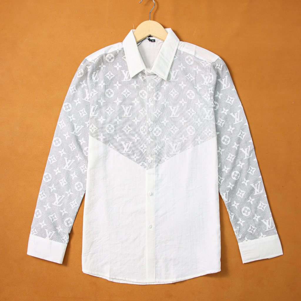 Áo sơ mi nam dài tay in chữ vl chát đũi cao cấp thoáng mát mẫu mới