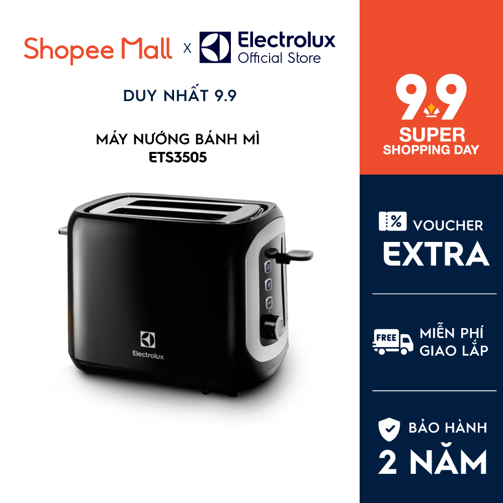 Máy nướng bánh mì Electrolux ETS3505, tích hợp khay nướng bánh mì ổ