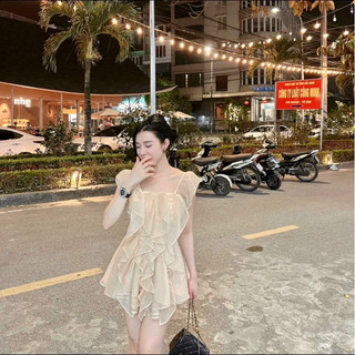 Sét đùi 3 lớp bèo chyaj mokking thân sau áo cánh tiên siêu xinh voan kèm lót