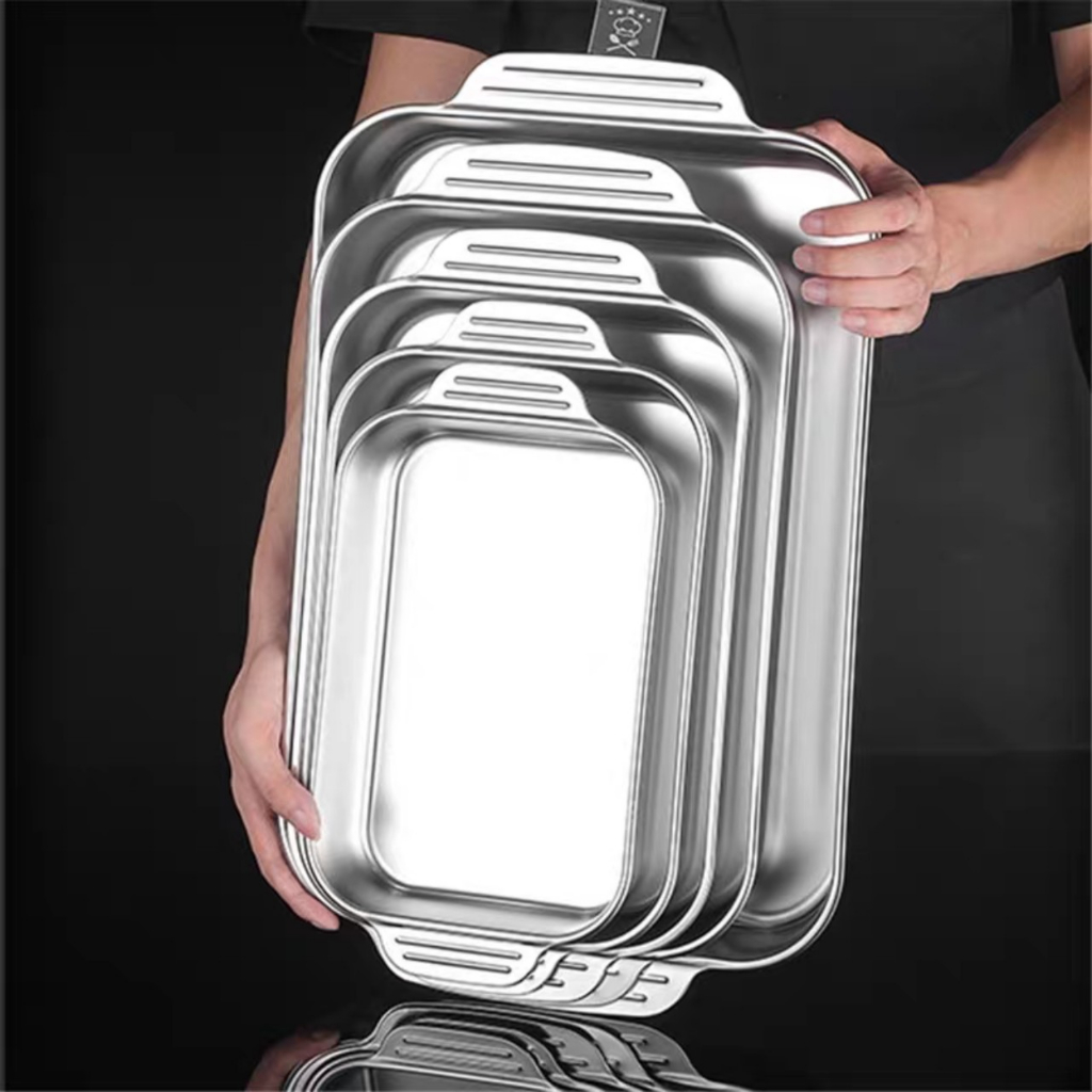 Khay Đa Năng Inox Om Cá, Nấu Lẩu, Khay Inox 304 An Toàn Sức Khoẻ Dùng Được Trên Bếp Từ Size 37cm x 32cm x 5.5cm A,Minh