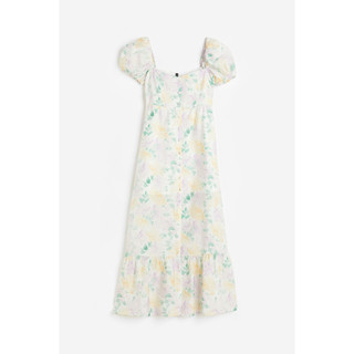 H&M Button-Front Puff-Sleeved Dress