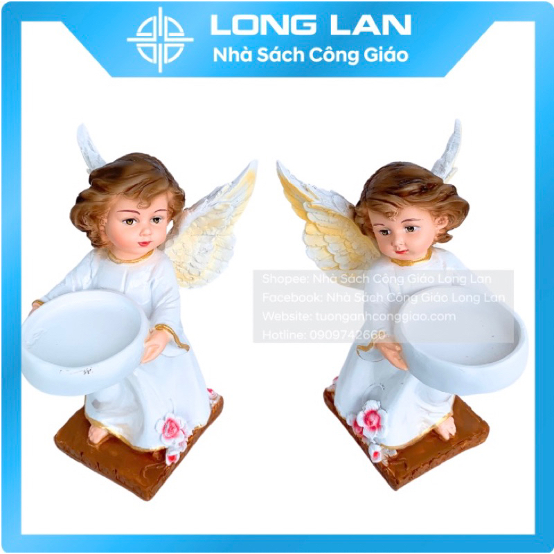 2 THIÊN THẦN BÊ KHAY 15cm - QUÀ TẶNG CÔNG GIÁO