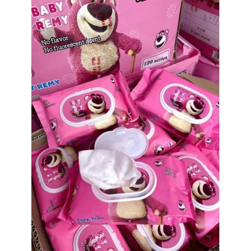 Compo 5 gói khăn ước gấu dâu hãng phú đạt ko mùi