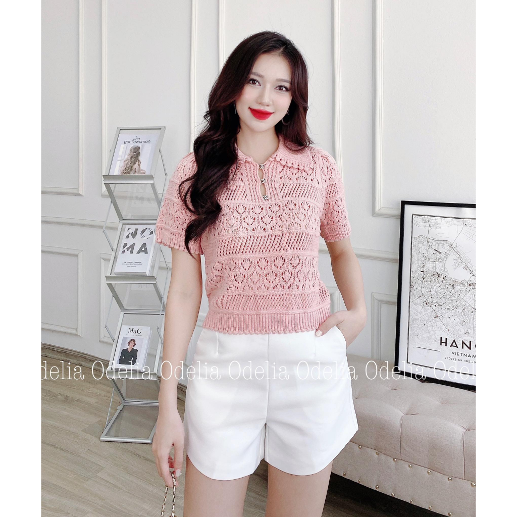 Áo len móc họa tiết hoa nhẹ nhàng cao cấp - A7093