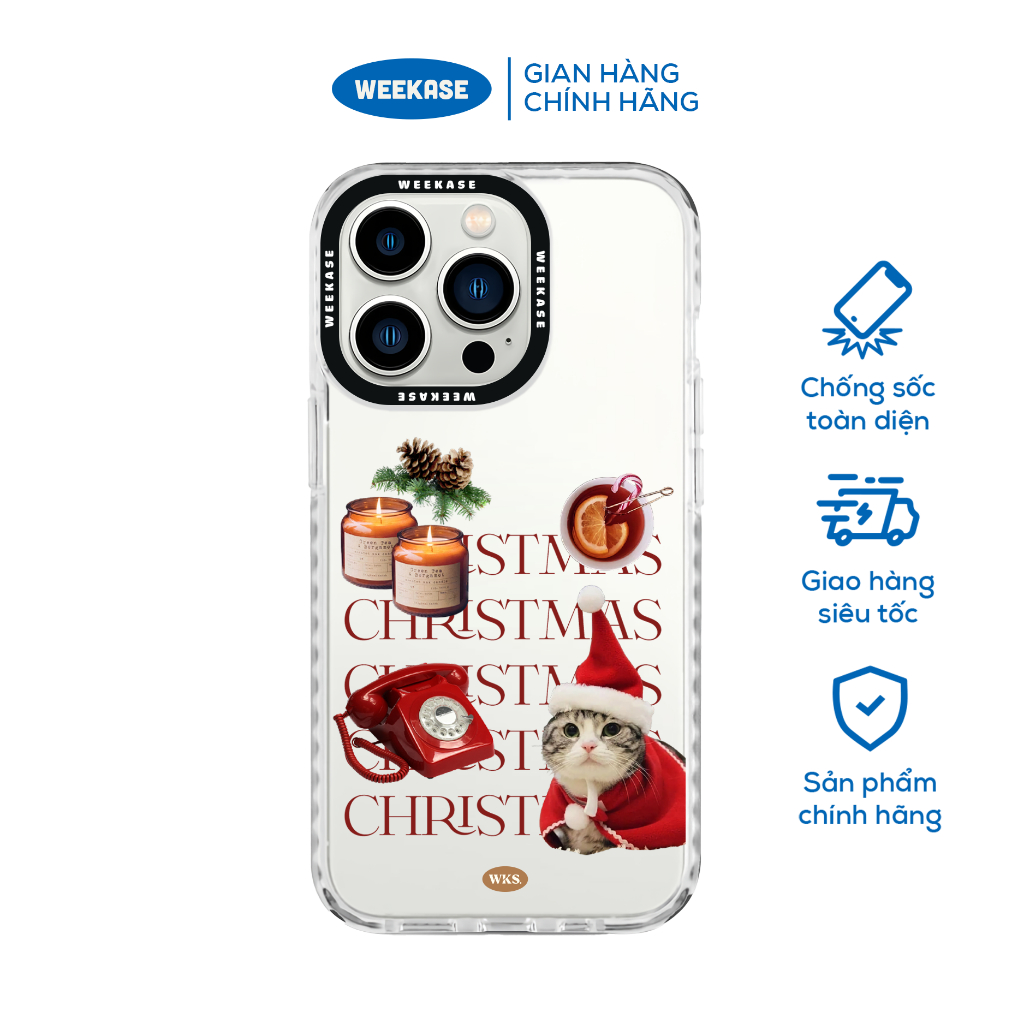 Ốp lưng iPhone viền trắng, đen chống sốc chống va đập Weekase in hình phong cách Christmas aesthetic