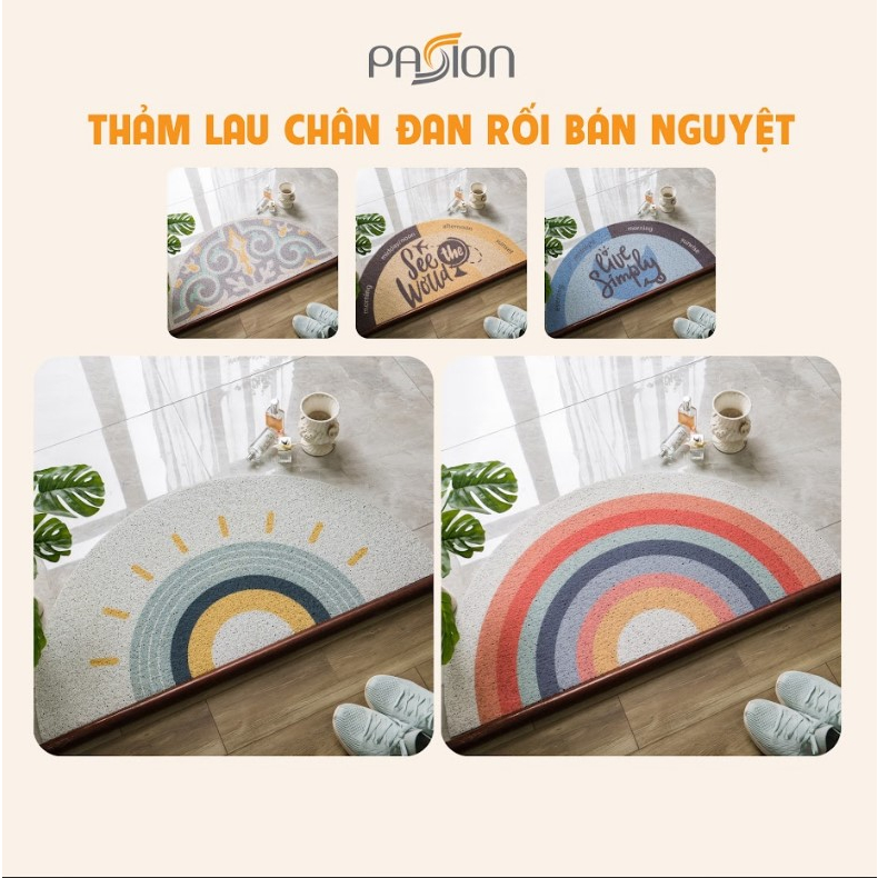 Thảm Lau Chân Đan Rối Hình Bán Nguyệt Cửa Ra Vào PA9628