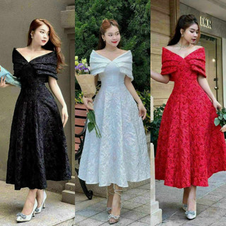 Đầm Nữ dự tiệc kiểu dáng xòe sang trọng trễ vai sang trọng tinh tế
