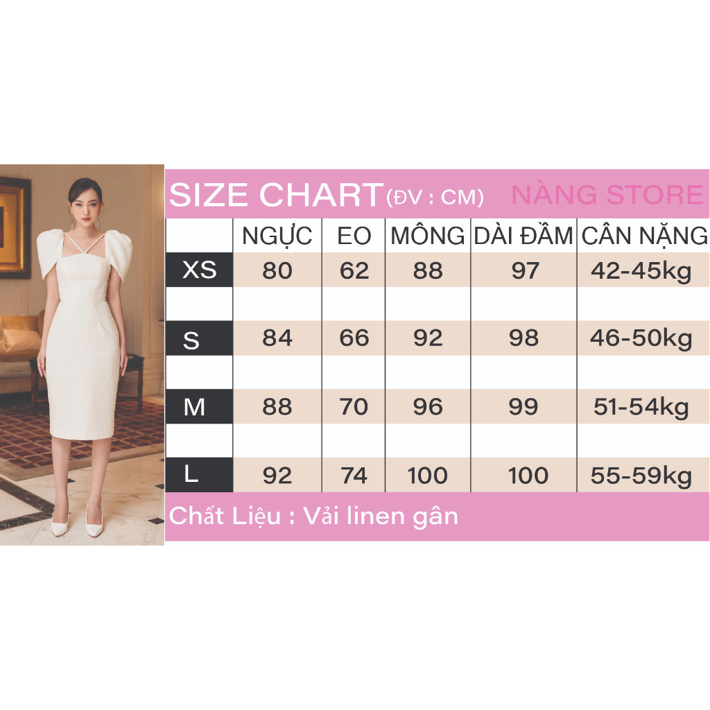 Đầm thiết kế cao cấp Rina Dress, Váy body cổ vuông tay phồng siêu tôn dáng