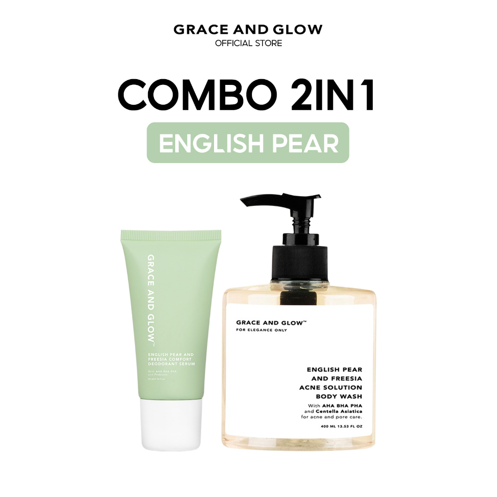 Combo Sữa tắm và Lăn khử mùi Grace and Glow English Pear 400ml + 50ml