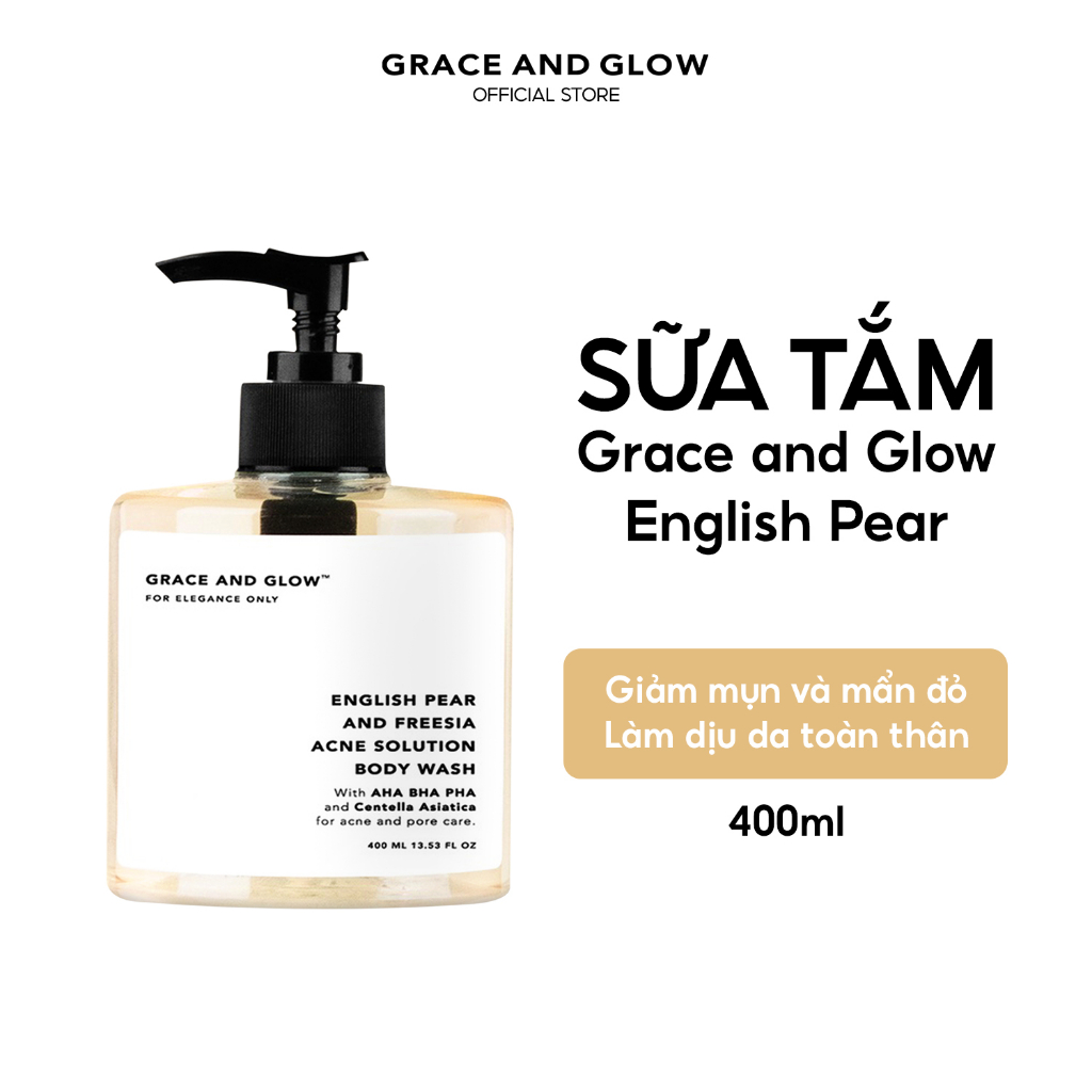 Combo Sữa tắm và Lăn khử mùi Grace and Glow English Pear 400ml + 50ml