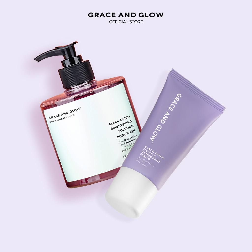 Combo Sữa tắm và Lăn khử mùi Grace and Glow Black Opium 400ml + 50ml