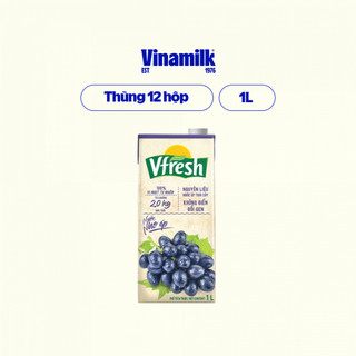 Thùng 12 hộp Nước Vfresh nho ép 100% Hộp giấy 1L