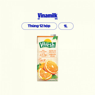 Thùng 12 hộp Nước Vfresh cam ép 100% Hộp giấy 1L