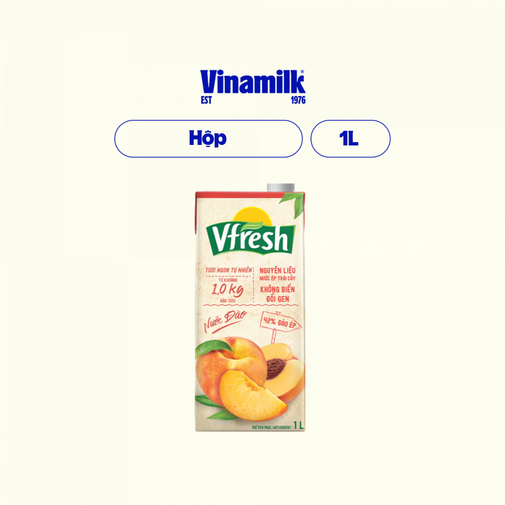 Nước trái cây vị đào Vfresh - Hộp 1L