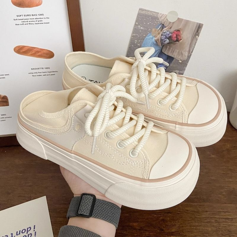 Giày thể thao nữ mũi bẹt dây tròn, giay sục đạp gót