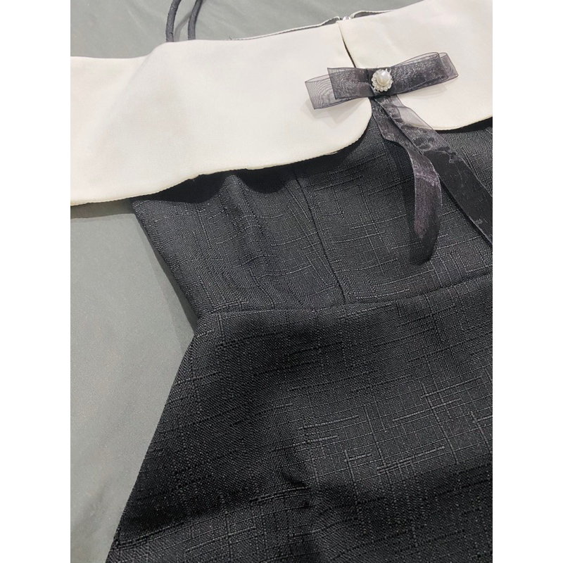 Áo Thiết Kế Peplum 2 Dây Trễ Vai Kèm Tag Nơ Sang-Xịn