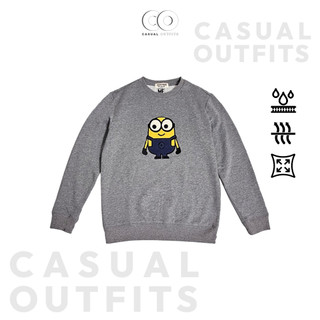  Áo sweater unisex nam nữ thêu hình Minion - Màu xám