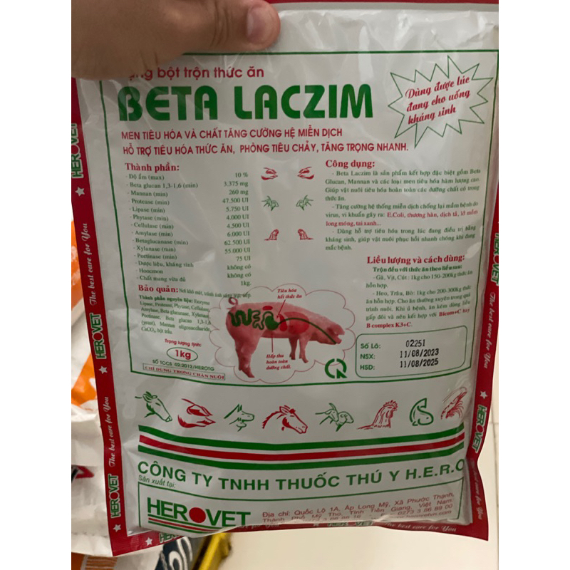 Men tiêu hoá cao cấp 1kg cho gia súc, gia cầm