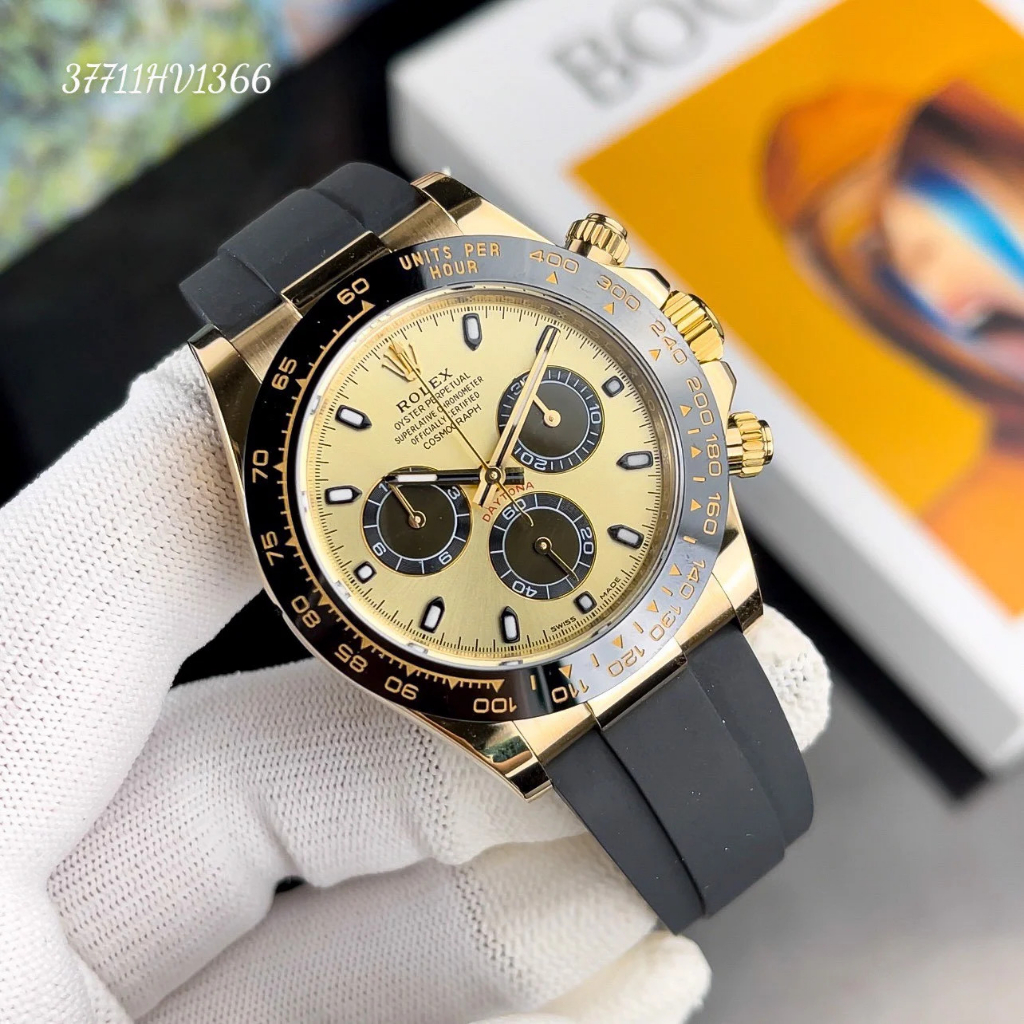 Đồng hồ đeo tay nam, đồng hồ nam ROLEX máy cơ Automatic dây cao su, size 40mm, full box cao cấp, chạy 6 kim cực sang