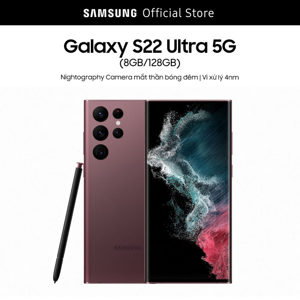 [Nhập ELSSMX10 Giảm 10% Tối Đa 2.5TR] Điện Thoại Samsung Galaxy S22 Ultra 5G (8GB/128GB) - Hàng Chính Hãng