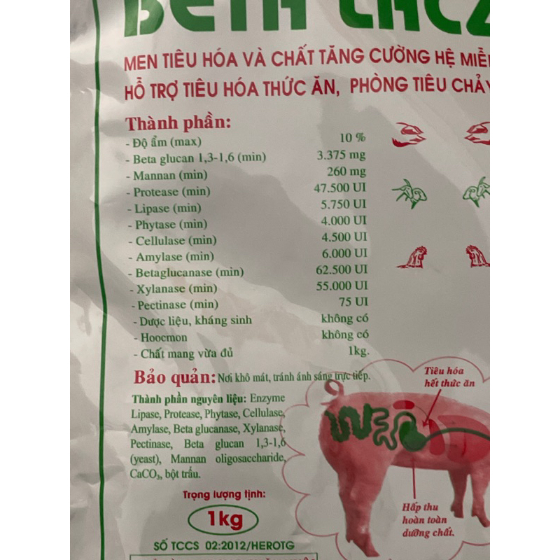 Men tiêu hoá cao cấp 1kg cho gia súc, gia cầm
