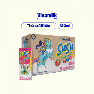 Thùng 48 hộp Sữa Chua Uống Tiệt Trùng Vinamilk SuSu hương Dâu - hộp 180ml