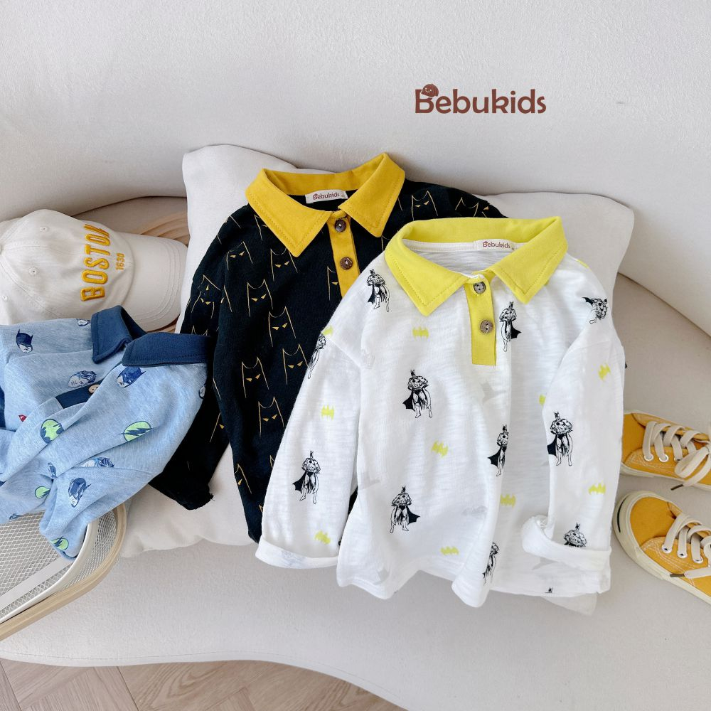 Áo polo dài tay cho bé trai nổi bật, cùng màu sắc đáng yêu, chất liệu thoáng mát, mềm mịn cho bé, bebukidsstore A1587