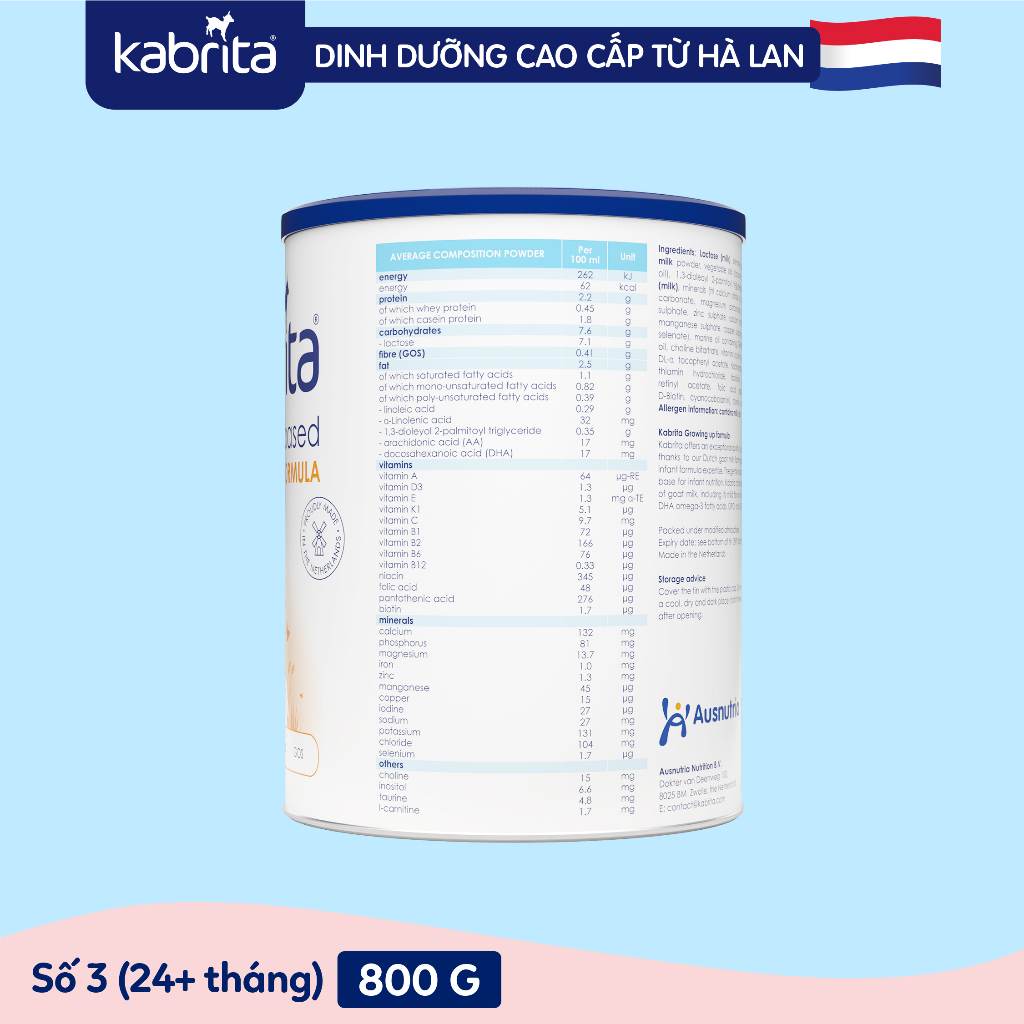 [Tặng Đồ chơi thả khối] Sữa dê Kabrita số 3 cho trẻ trên 24 tháng - Lon 800g