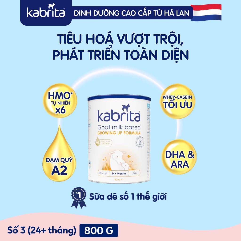 [Tặng Đồ chơi thả khối] Sữa dê Kabrita số 3 cho trẻ trên 24 tháng - Lon 800g