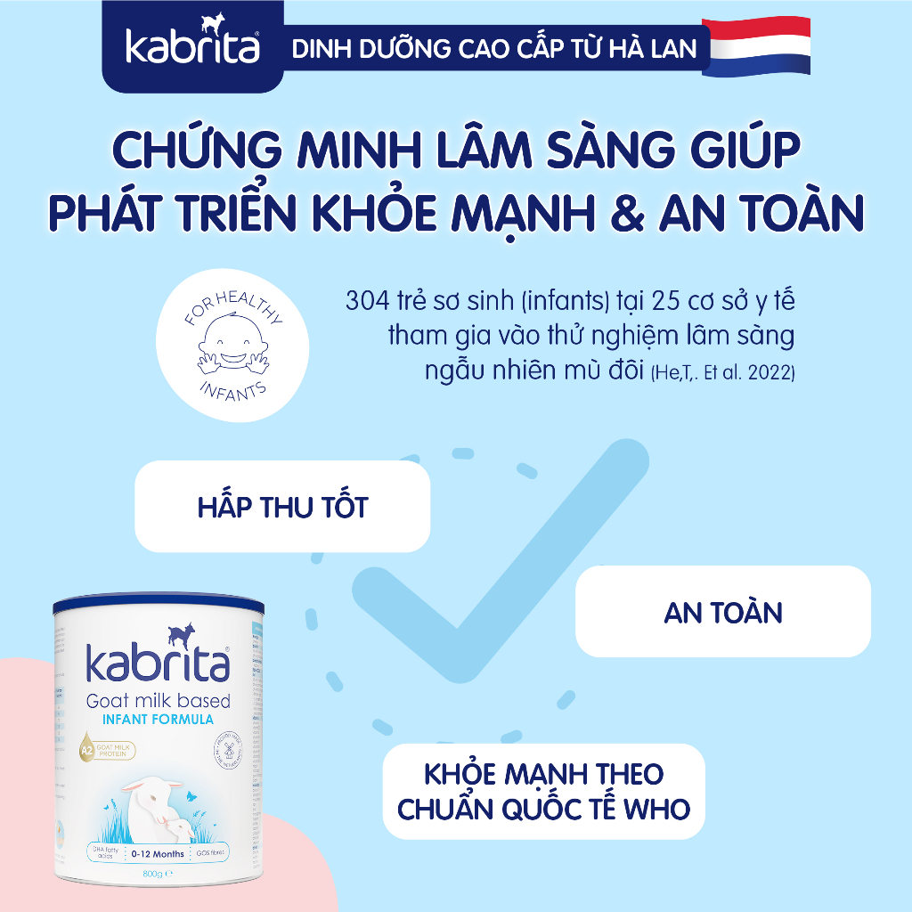 Combo 2 lon Sữa dê Kabrita số 1 cho trẻ- Lon 800g
