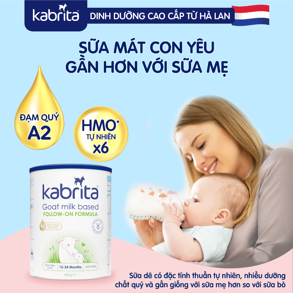 [Tặng set dê bông] Combo 2 lon Sữa dê Kabrita số 2 cho bé - Lon 800g