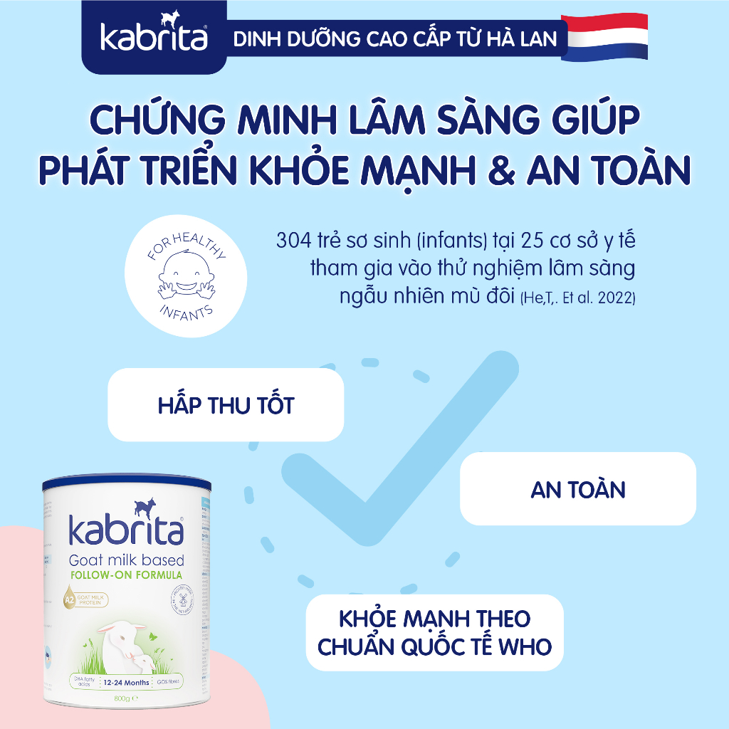 [Tặng set dê bông] Combo 2 lon Sữa dê Kabrita số 2 cho bé - Lon 800g