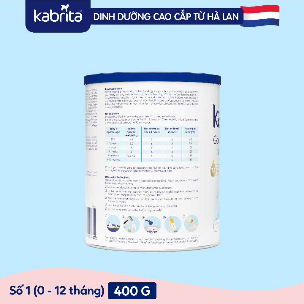Sữa dê Kabrita số 1 cho trẻ- Lon 400g