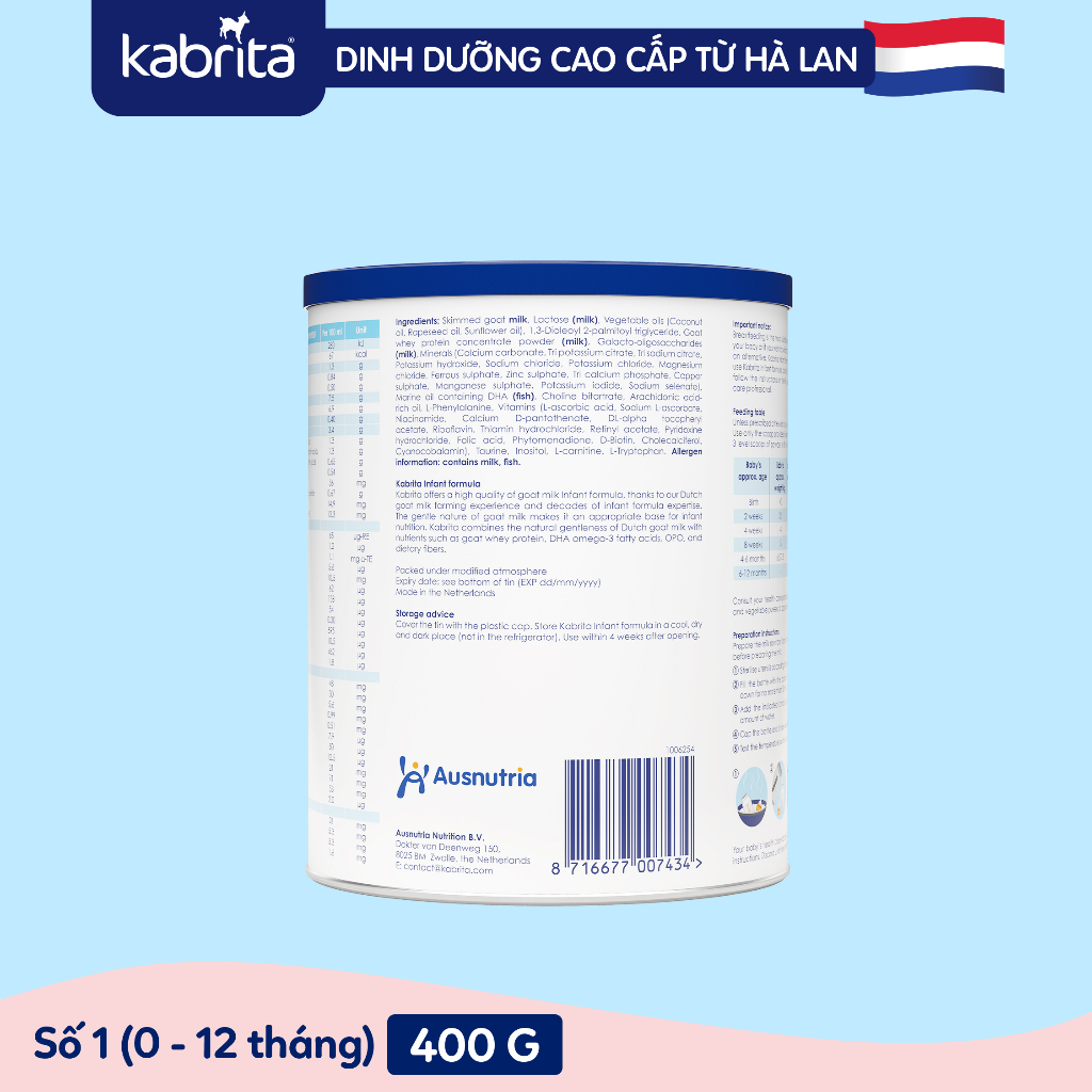 [Date T7/2024] Sữa dê Kabrita số 1 cho trẻ- Lon 400g