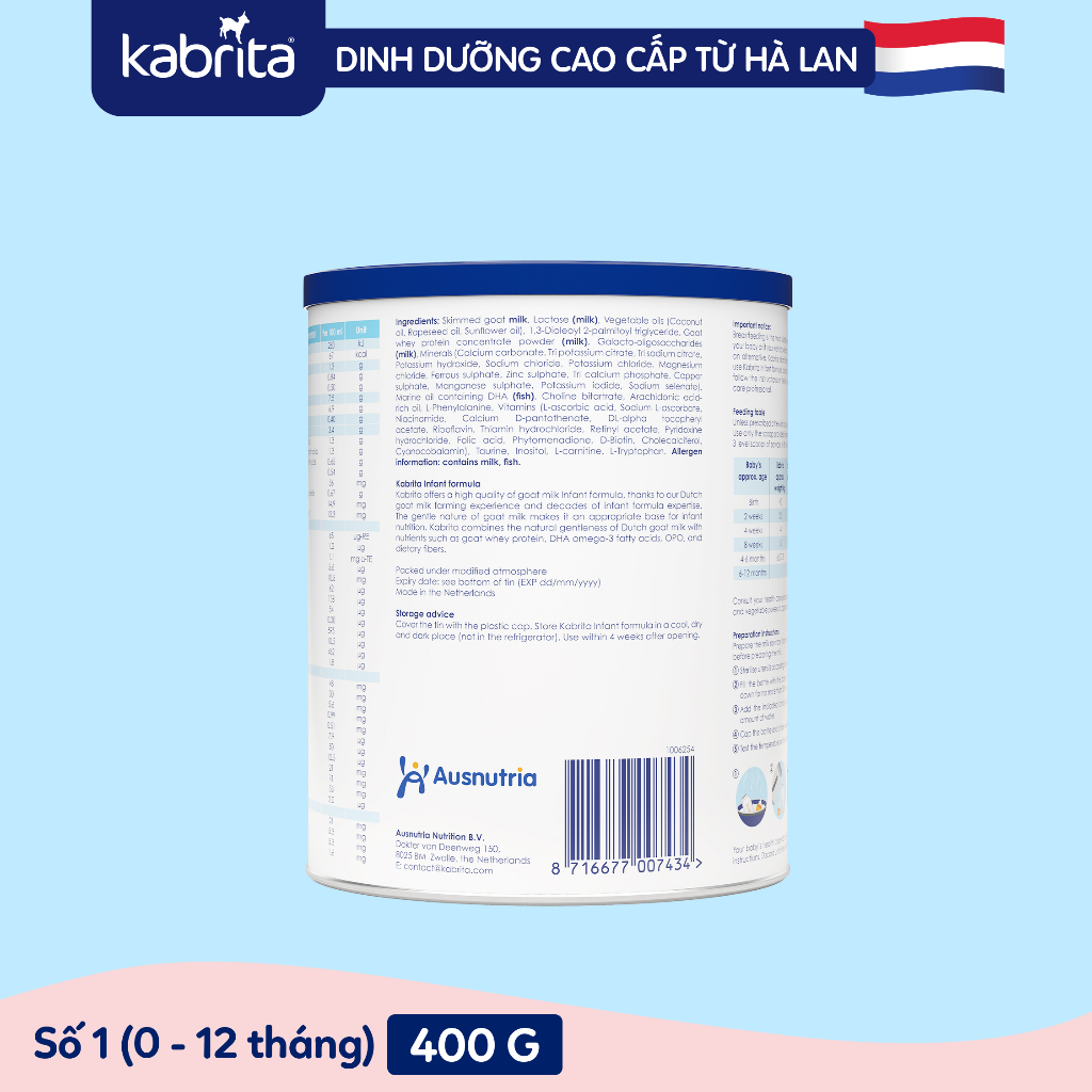 Sữa dê Kabrita số 1 cho trẻ- Lon 400g